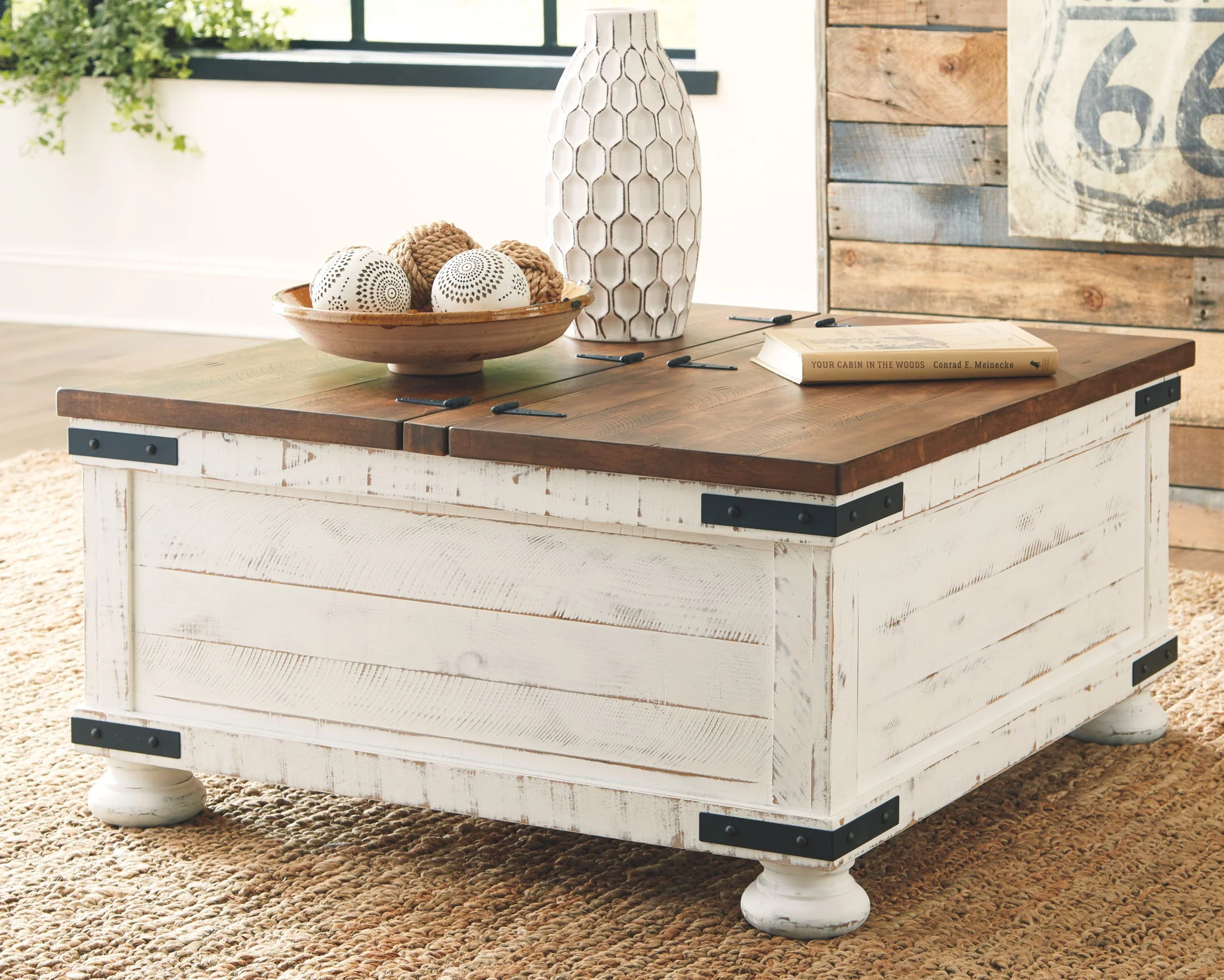 Wystfield - White / Brown - Cocktail Table With Storage - Image 4