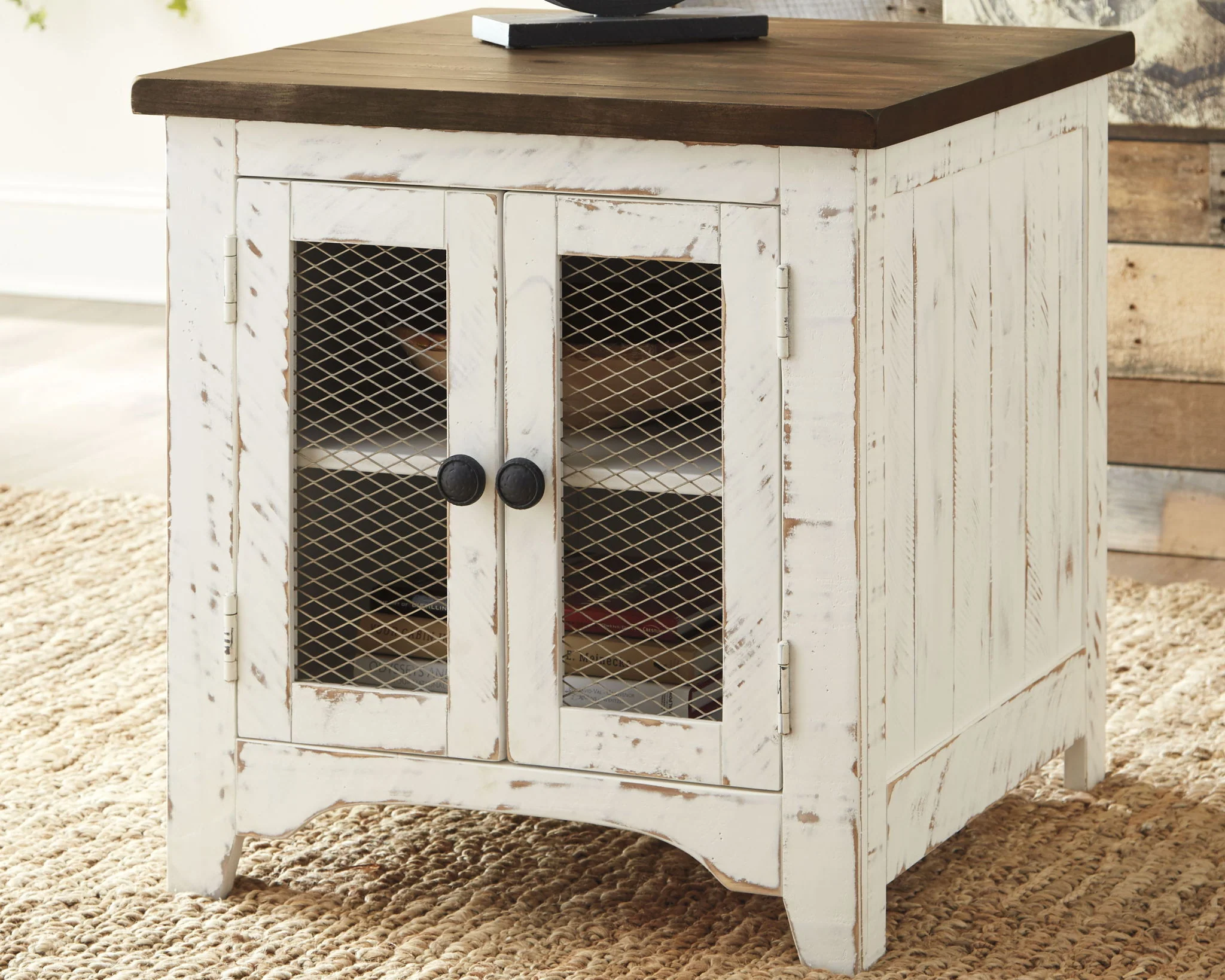 Wystfield - White / Brown - Rectangular End Table - 2 Doors - Image 6
