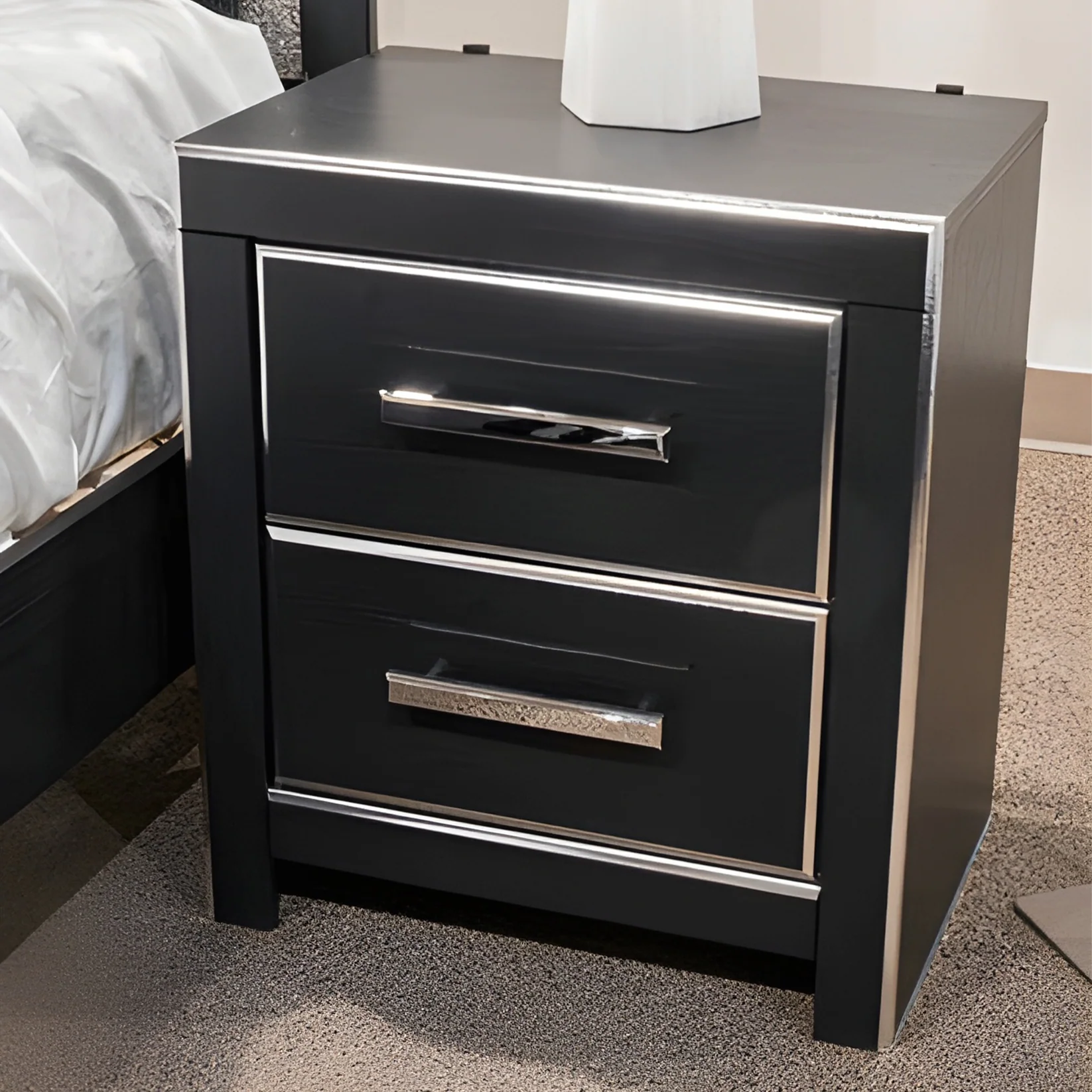 Zuraleus - Black - Two Drawer Night Stand