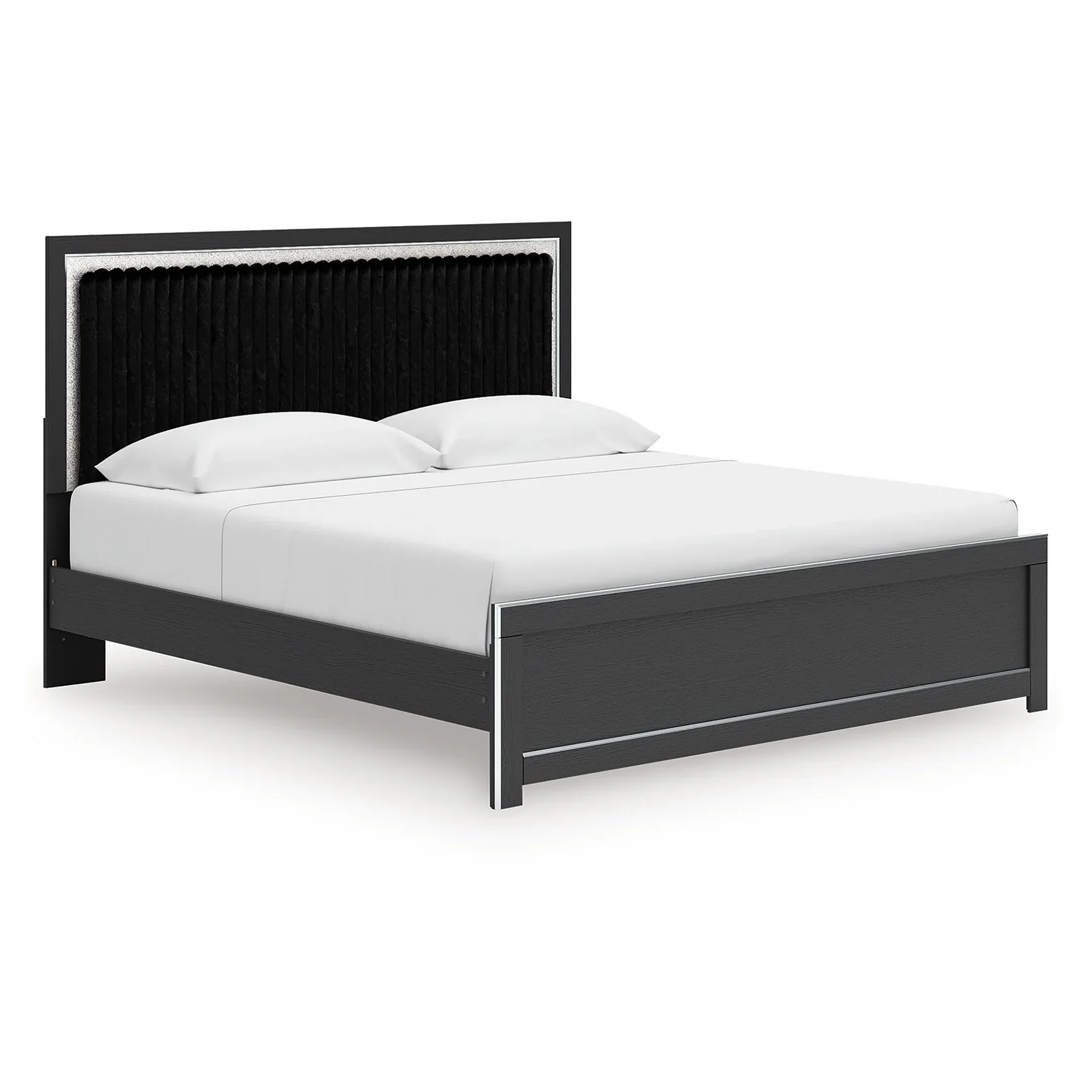 Zuraleus - King Upholstered Panel Platform Bed With Roll Slats - Black