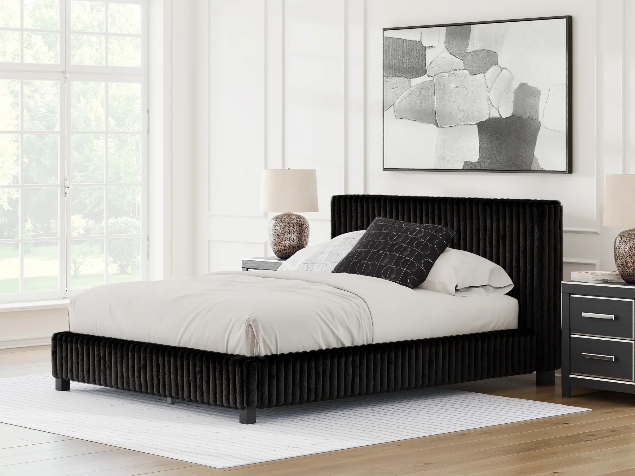 Zuraleus - Queen Upholstered Bed - Black - Image 2