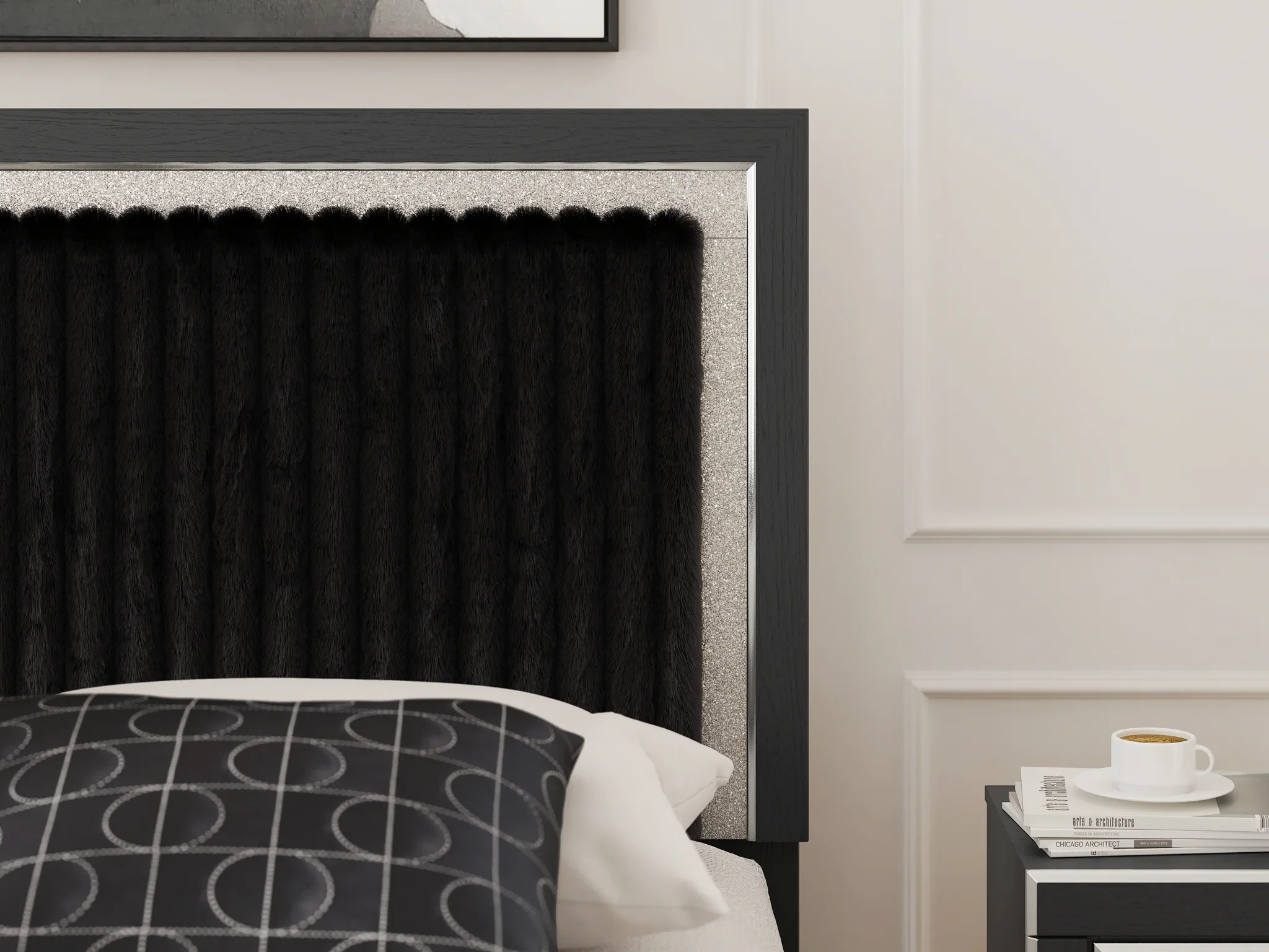 Zuraleus - Queen Upholstered Panel Bed - Black - Image 9