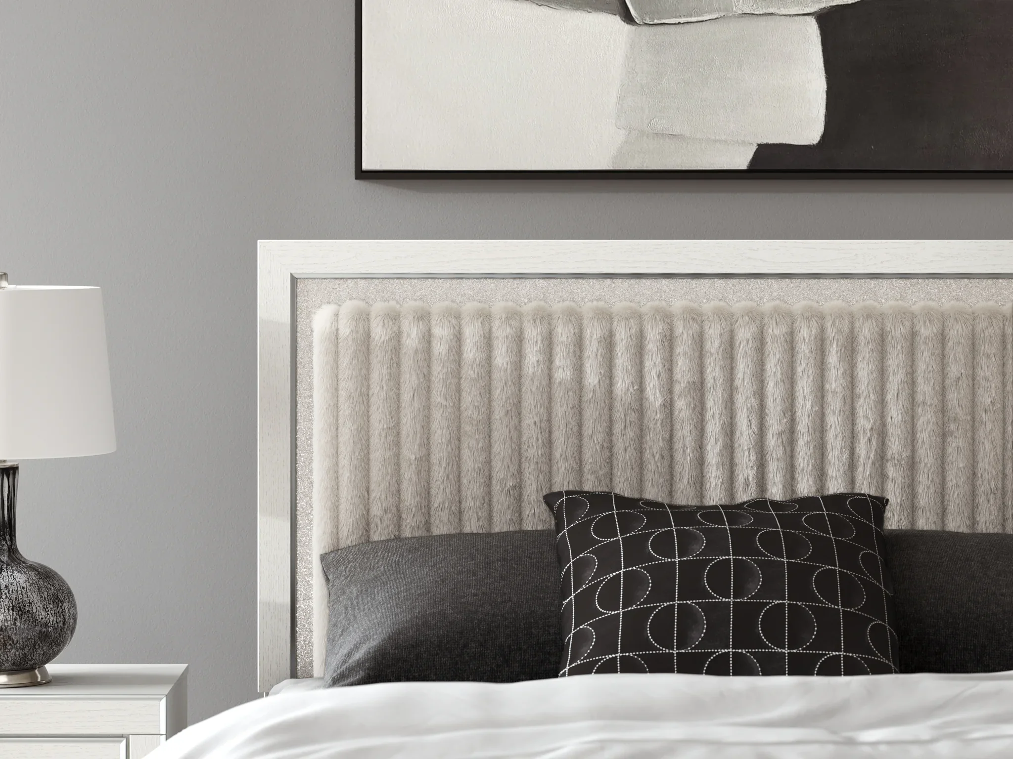Zuraleus - Queen Upholstered Panel Bed - White - Image 2