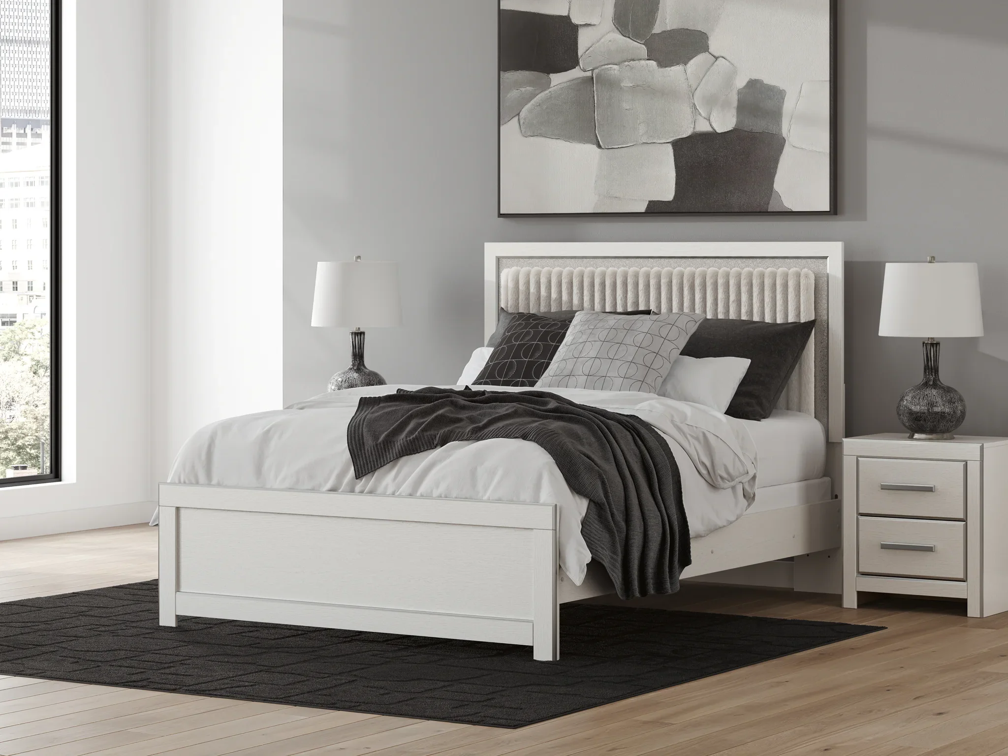 Zuraleus - Queen Upholstered Panel Bed - White - Image 8