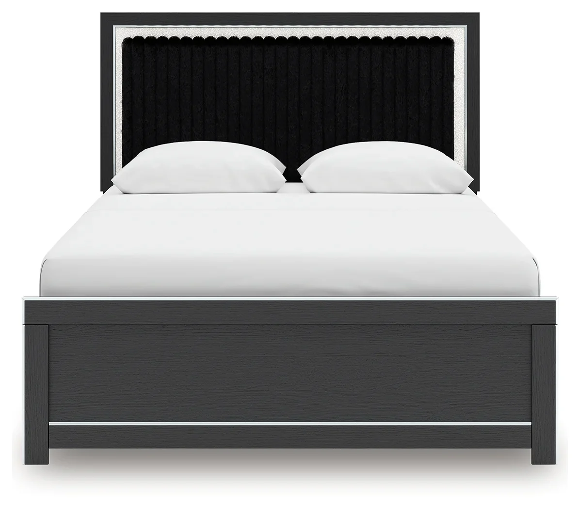 Zuraleus - Queen Upholstered Panel Platform Bed With Roll Slats - Black - Image 3