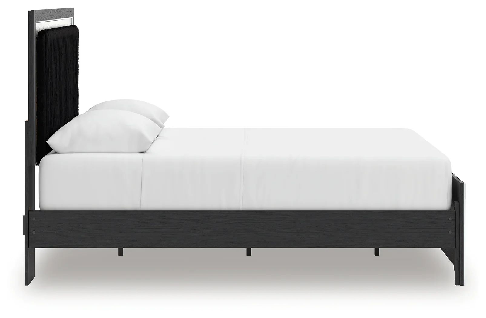 Zuraleus - Queen Upholstered Panel Platform Bed With Roll Slats - Black - Image 4